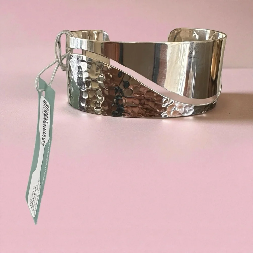 925 Silver Half Hammered Cuff‎ Bracelet